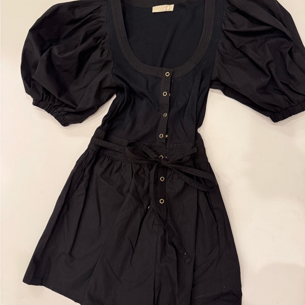 Ulla Johnson Black Romper with Puff Sleeves
